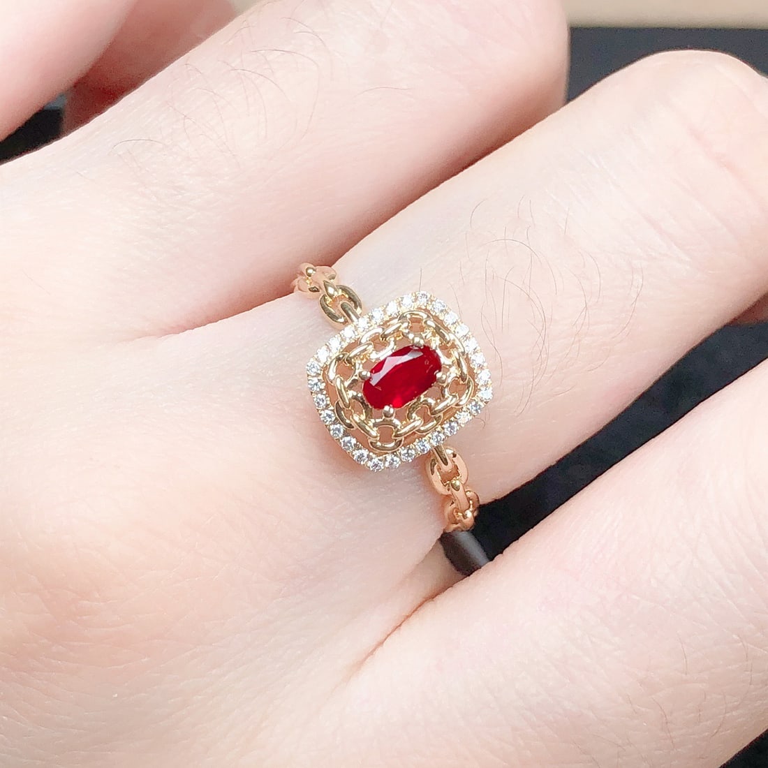 14k Gold 0.40 Ctw Natural Ruby & Diamond Ring - 7