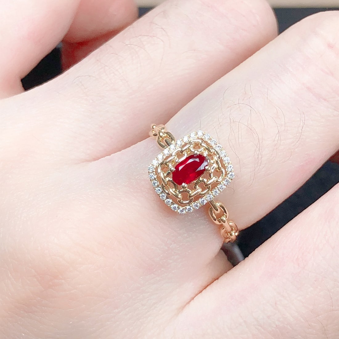 14k Gold 0.40 Ctw Natural Ruby & Diamond Ring - 8