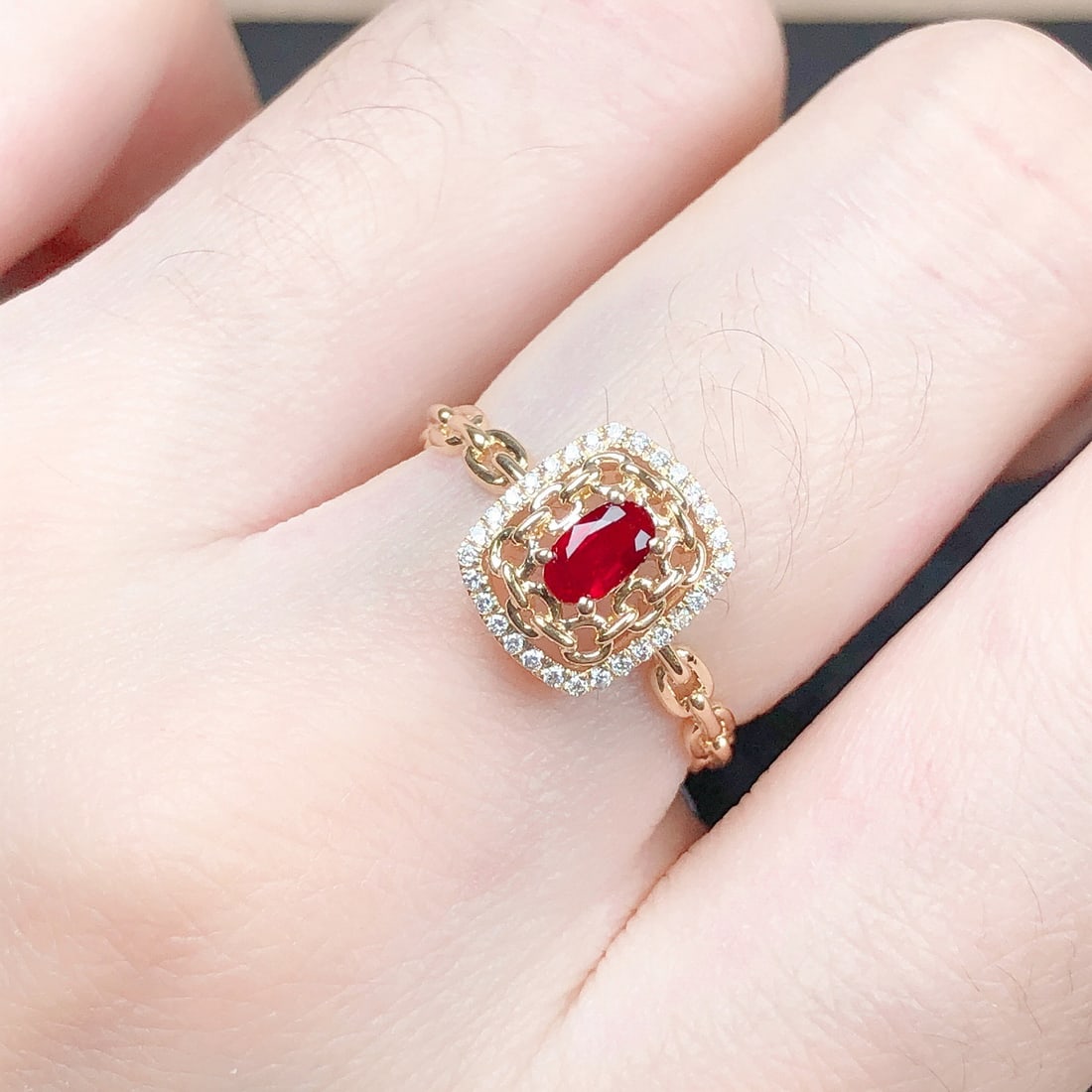 14k Gold 0.40 Ctw Natural Ruby & Diamond Ring - 9