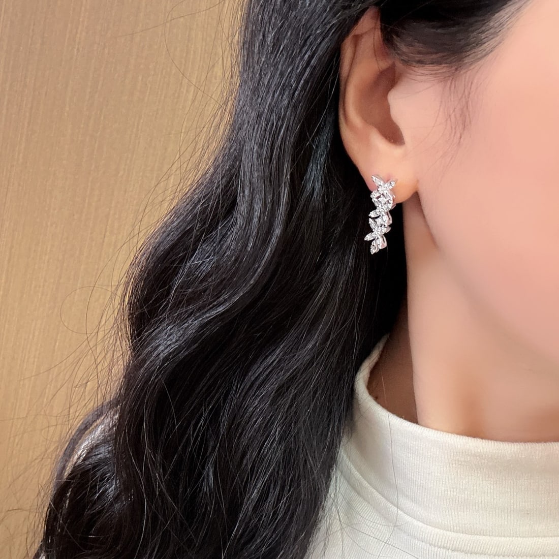 14k Gold 1.1 Ct Natural H Diamond Earrings - 5