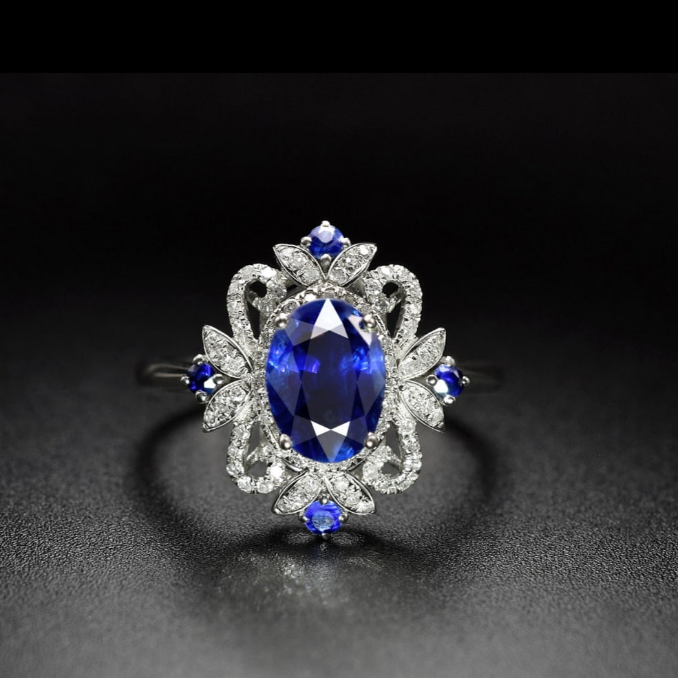 14k Gold 2.12 Ctw Natural Sapphire & Sapphire Ring - 4