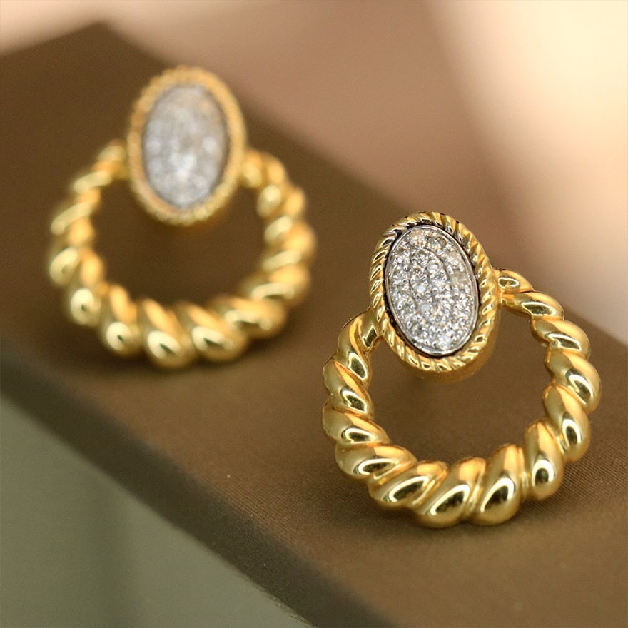 14k Gold 0.14 Ct Natural H Diamond Earrings - 3