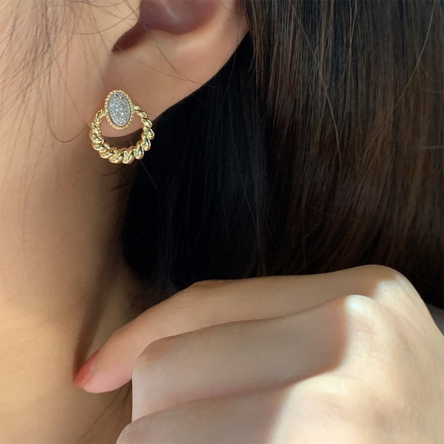 14k Gold 0.14 Ct Natural H Diamond Earrings - 4