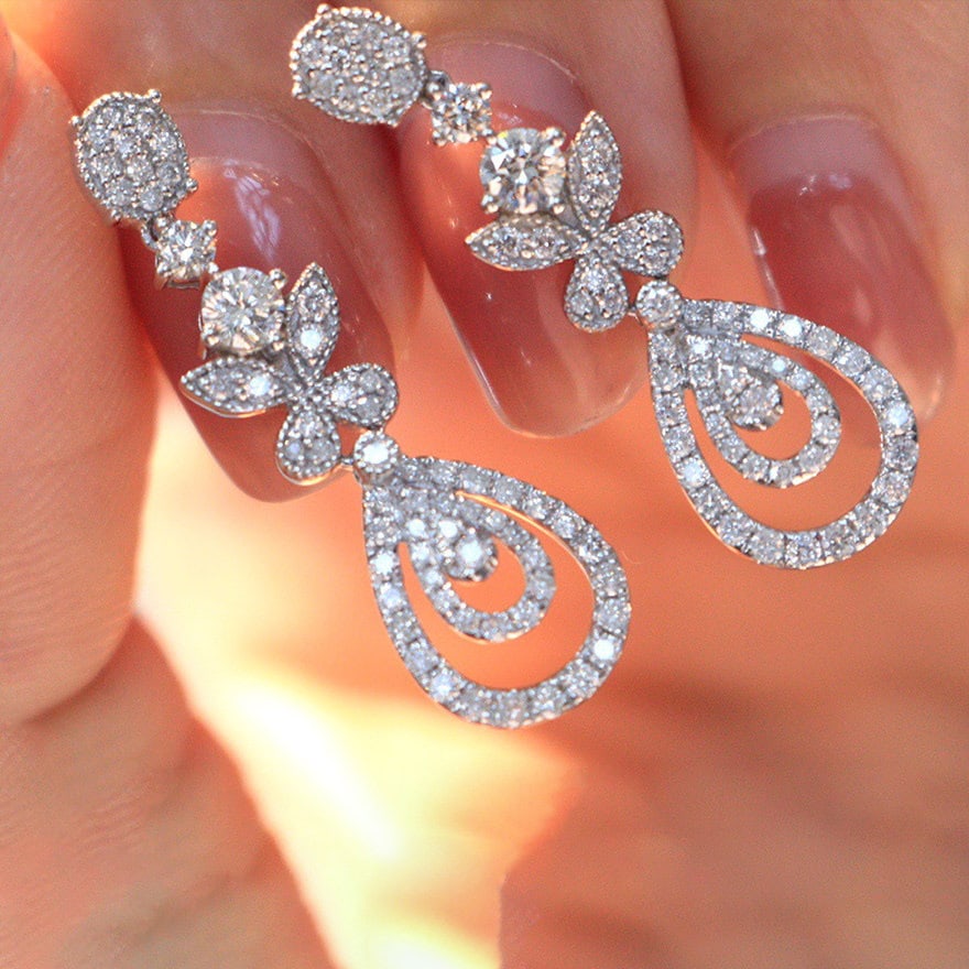 14k Gold 1 Ct Natural H Diamond Earrings - 4