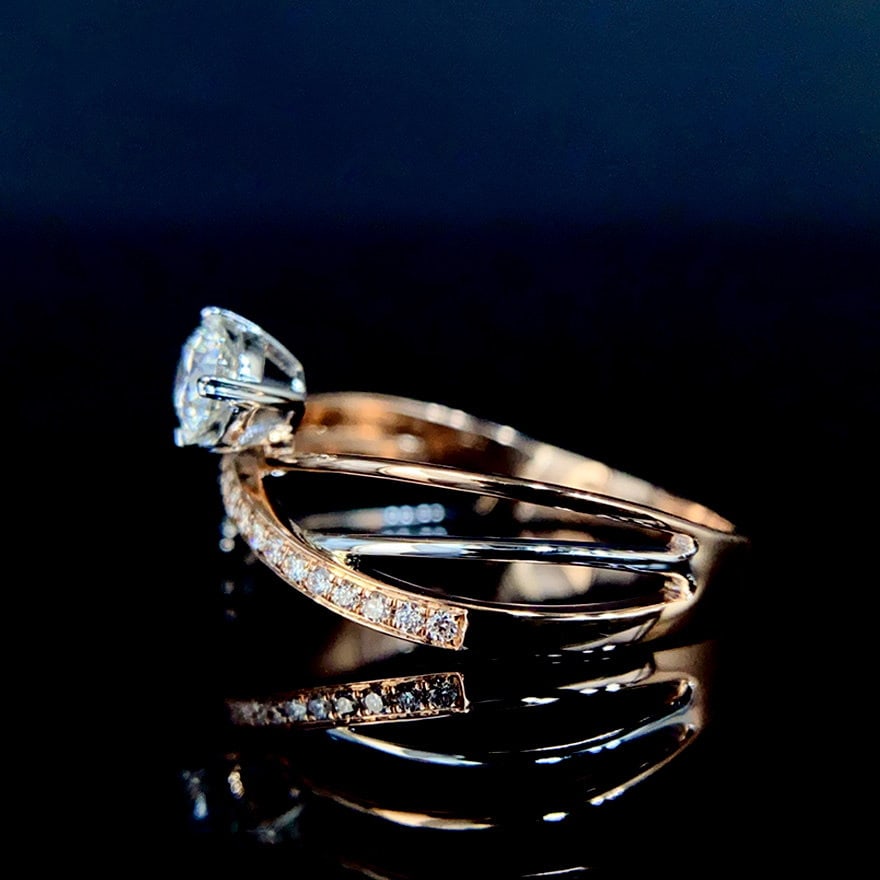 Gia Certified 14k Gold 0.30 Ct Natural G Si2 Round Diamond Ring - 2