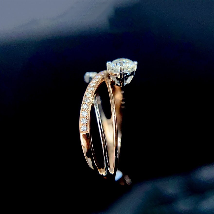 Gia Certified 14k Gold 0.30 Ct Natural G Si2 Round Diamond Ring - 3