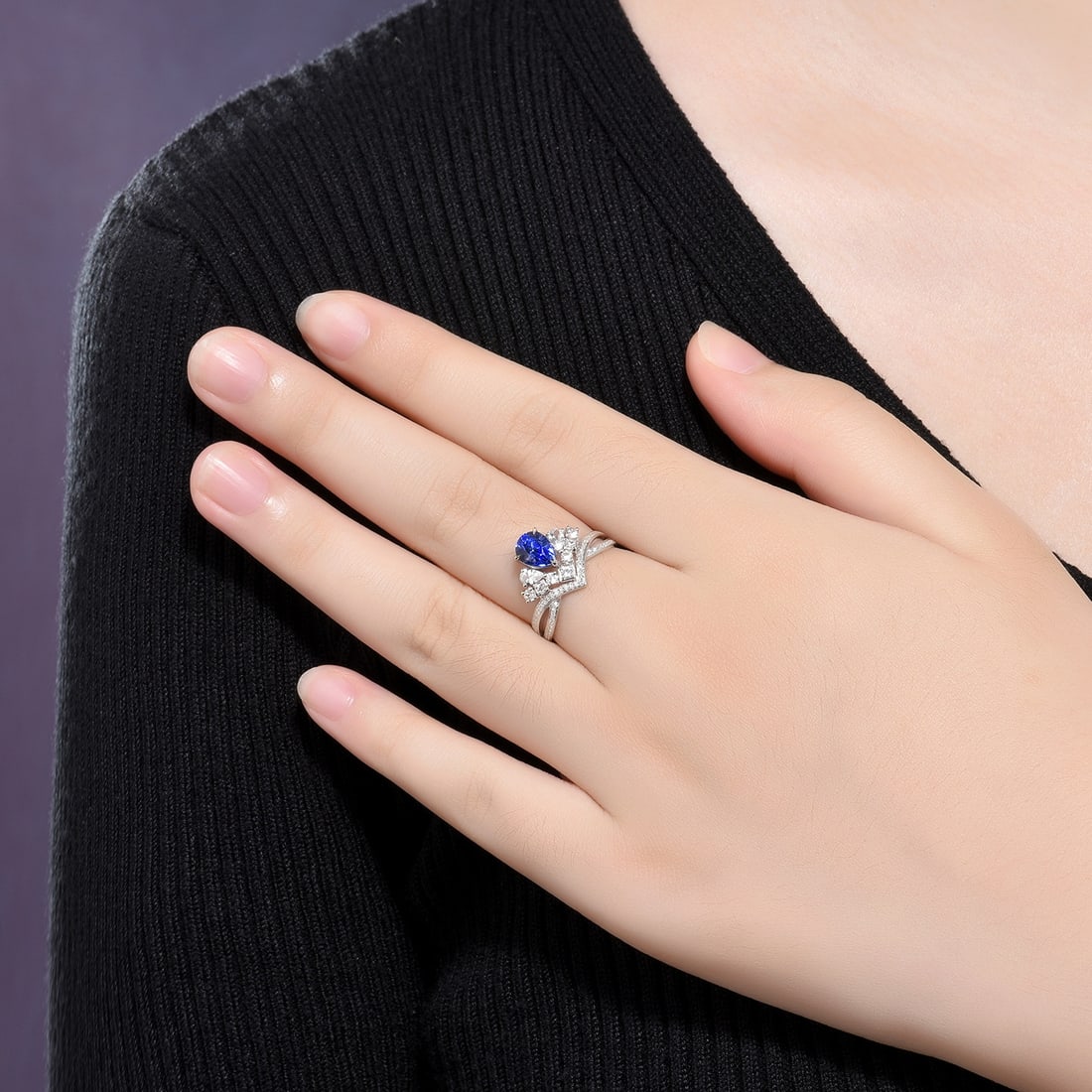 14k Gold 1.33 Ctw Natural Sapphire & Diamond Ring - 5