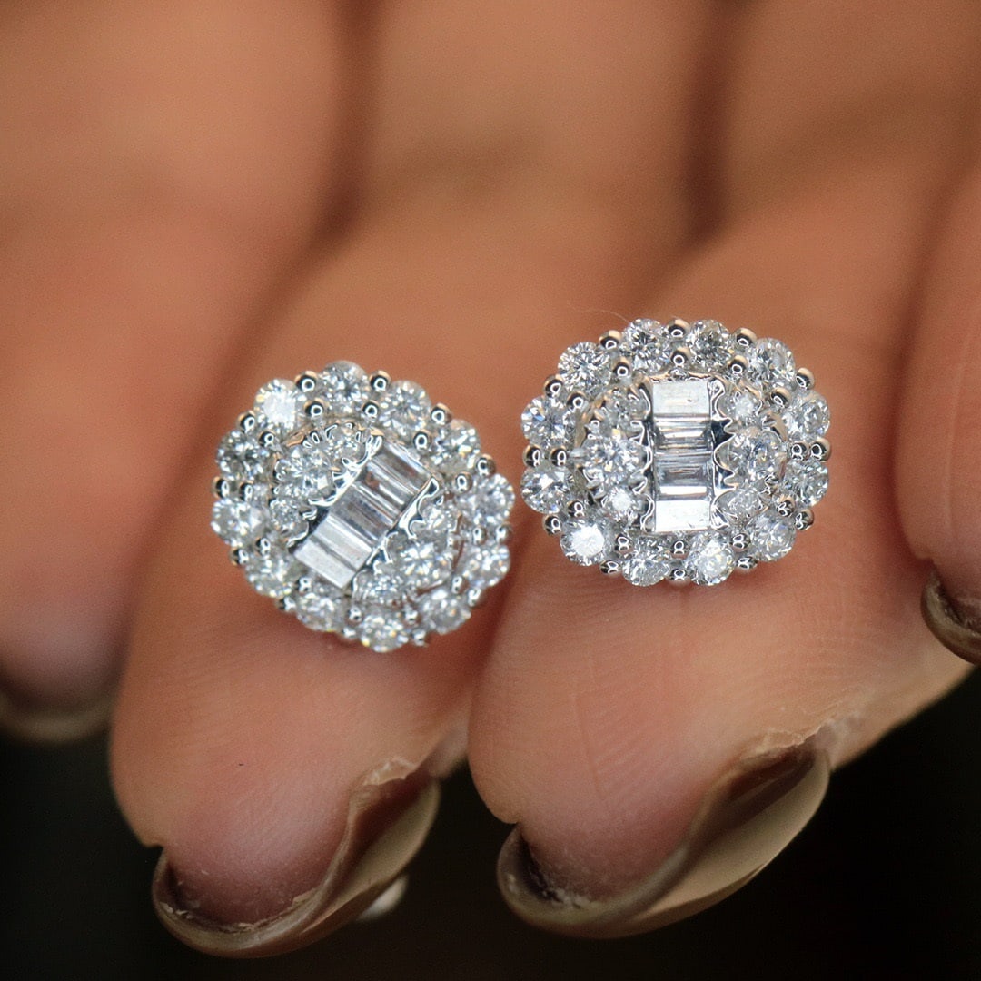 14k Gold 1 Ct Natural H Diamond Earrings - 5