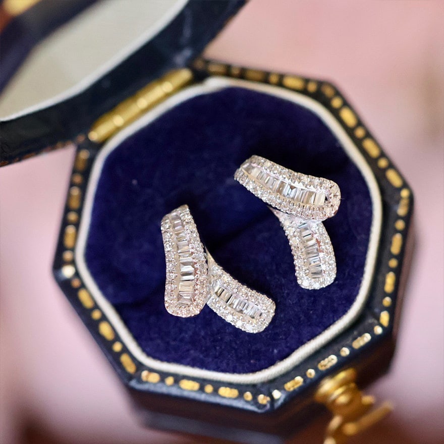 14k Gold 0.34 Ct Natural H Diamond Earrings - 2