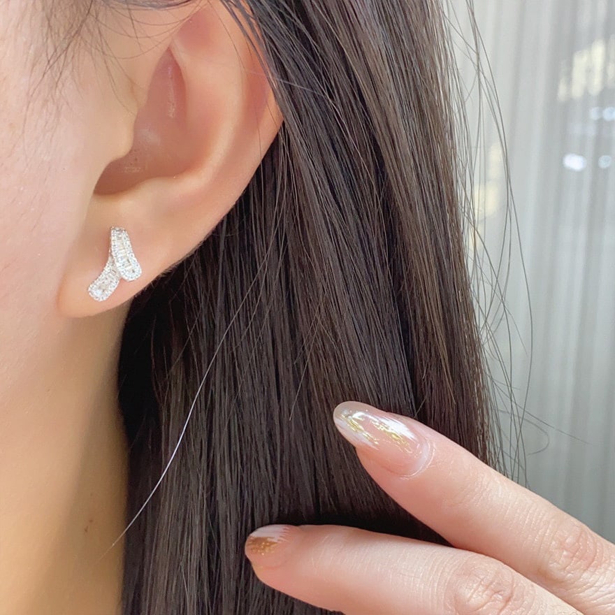 14k Gold 0.34 Ct Natural H Diamond Earrings - 5