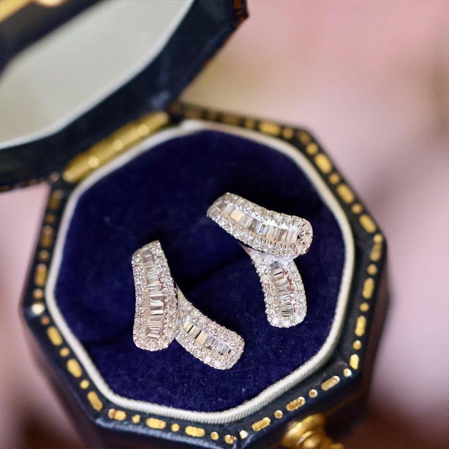 14k Gold 0.34 Ct Natural H Diamond Earrings - 7