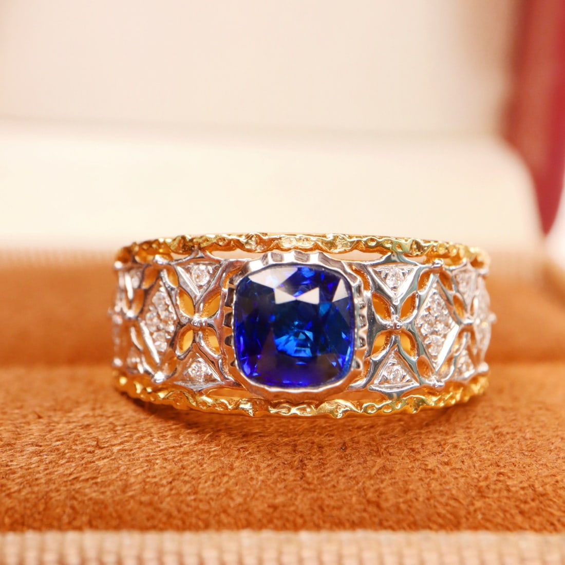 14k Gold 1.27 Ctw Natural Sapphire & Diamond Ring - 2