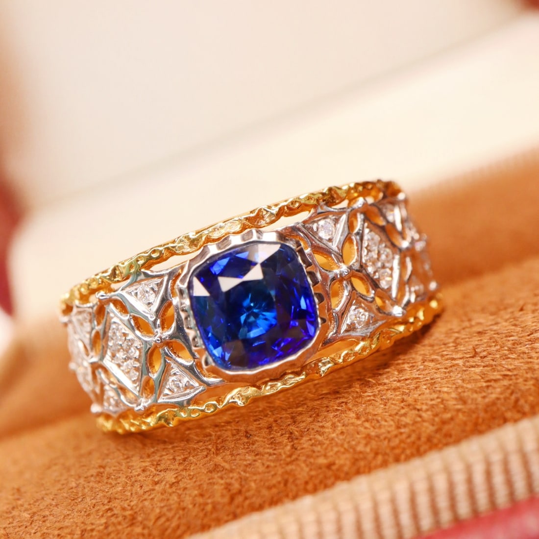 14k Gold 1.27 Ctw Natural Sapphire & Diamond Ring - 4