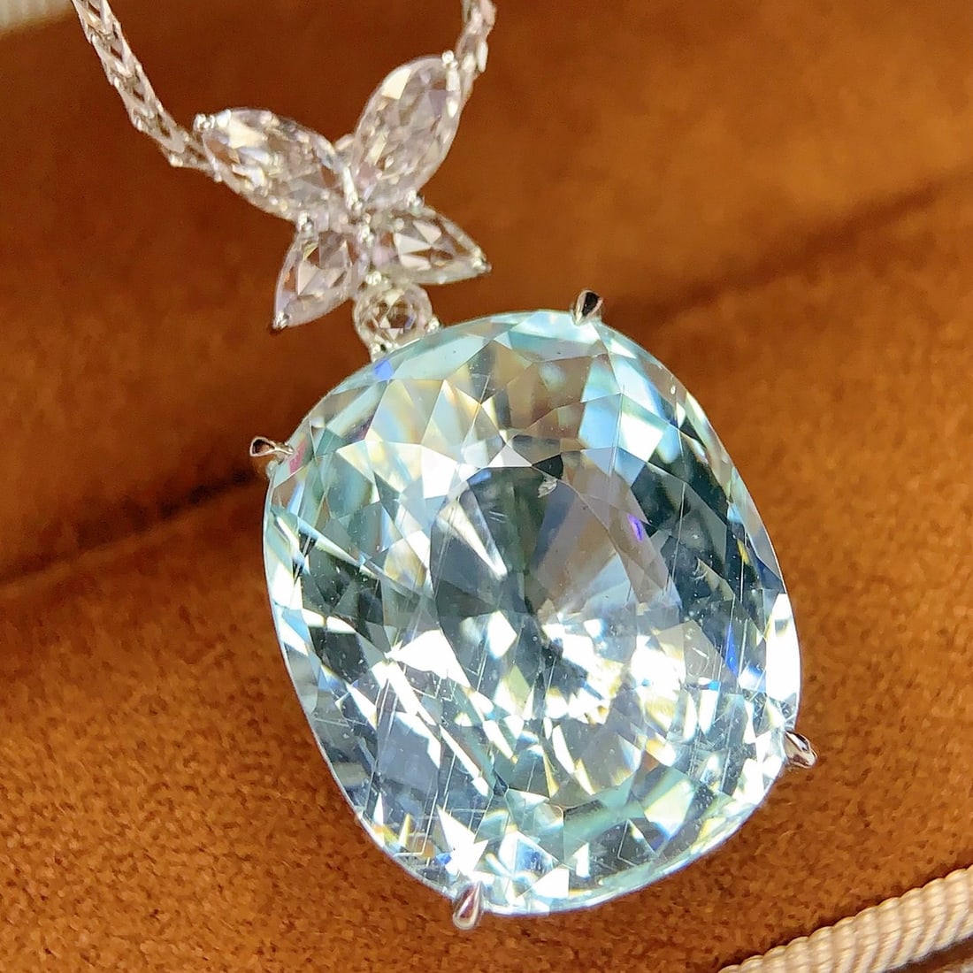14k Gold 19.02 Ct Natural Aquamarine & Sapphire Pendant( Without Chain ) - 5