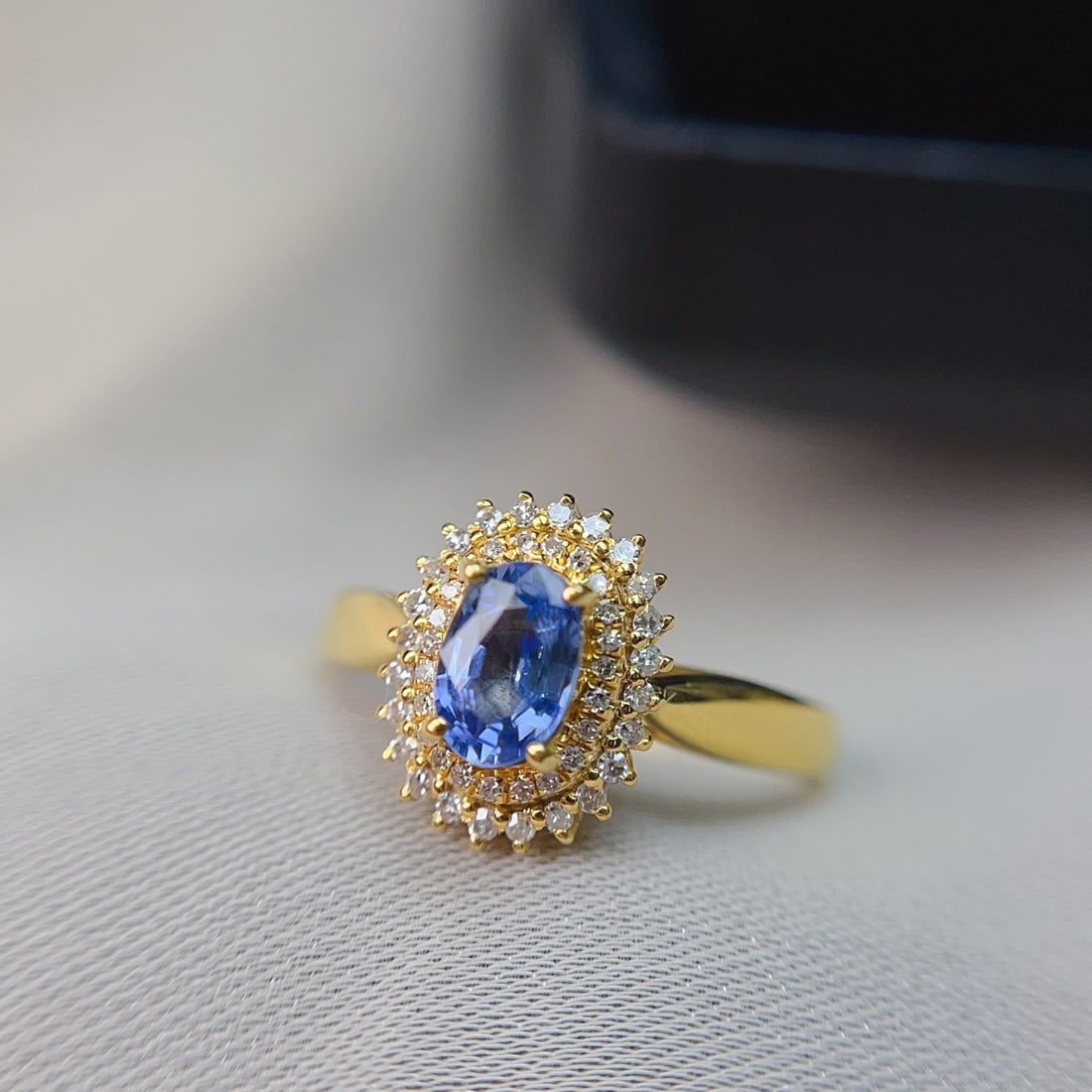 14k Gold 0.70 Ct Natural Sapphire & Diamond Ring - 3