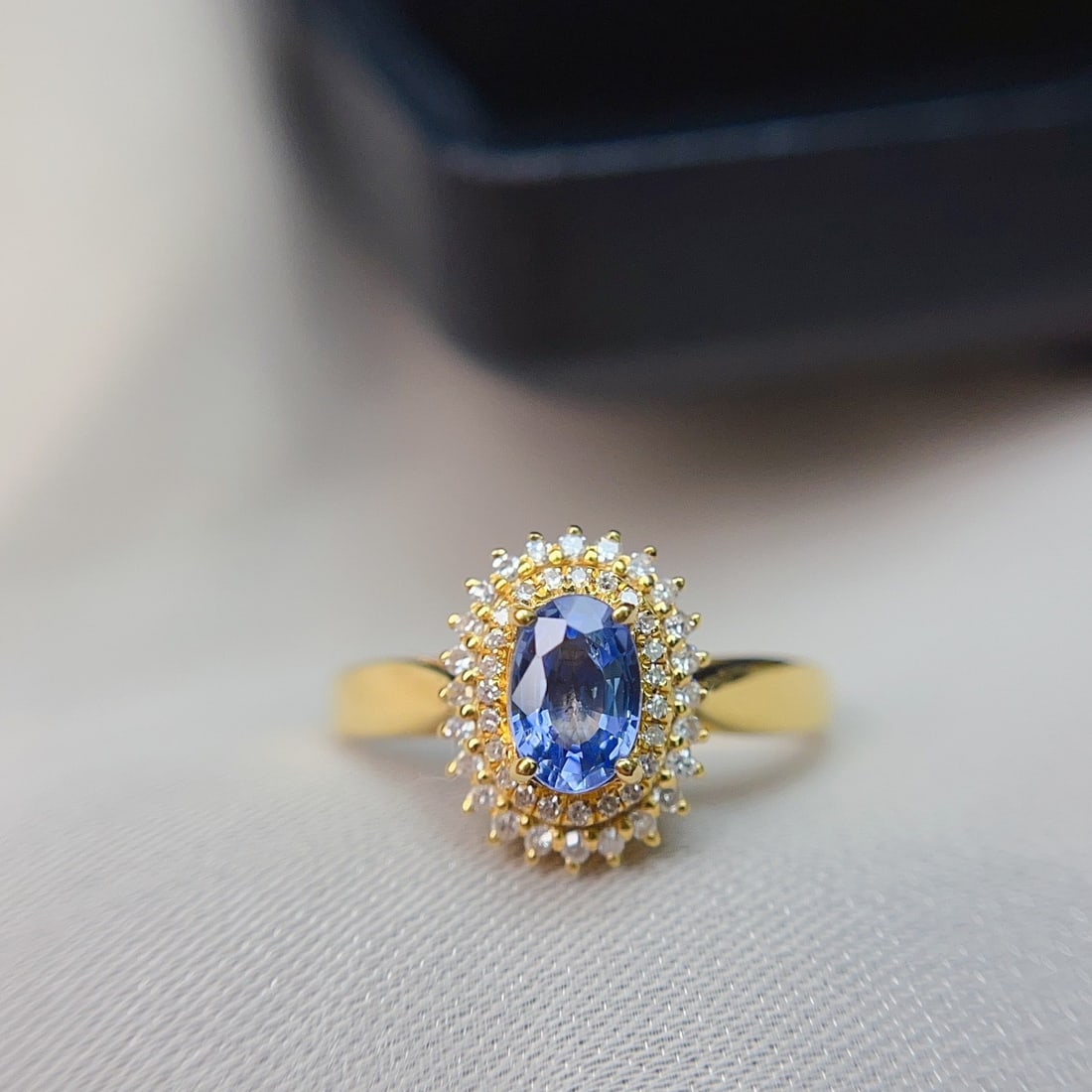 14k Gold 0.70 Ct Natural Sapphire & Diamond Ring - 4