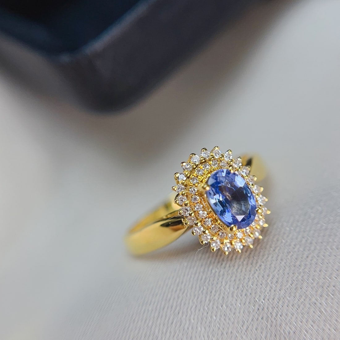 14k Gold 0.70 Ct Natural Sapphire & Diamond Ring - 5