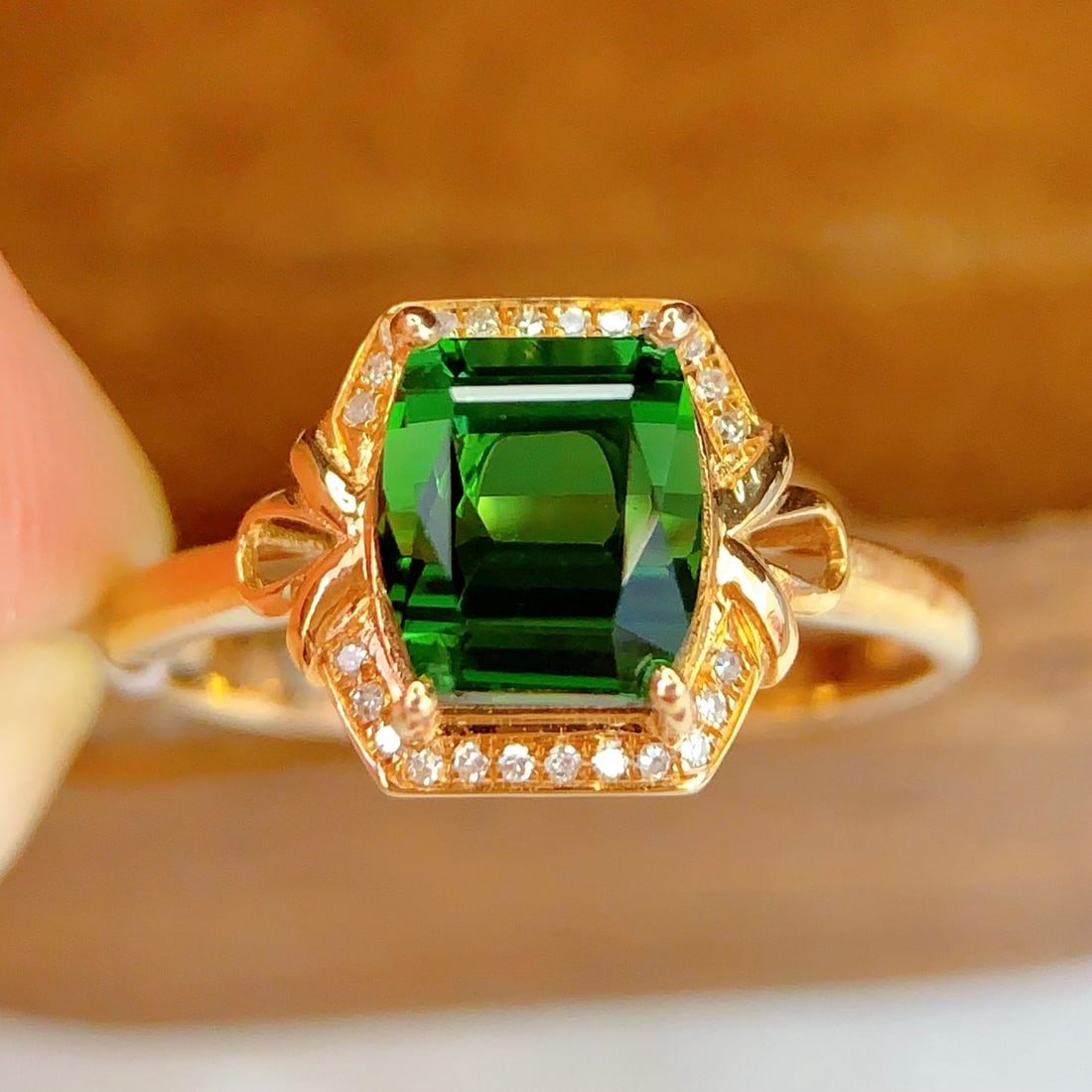 14k Gold 2.68 Ct Natural Tourmaline & Diamond Ring - 2