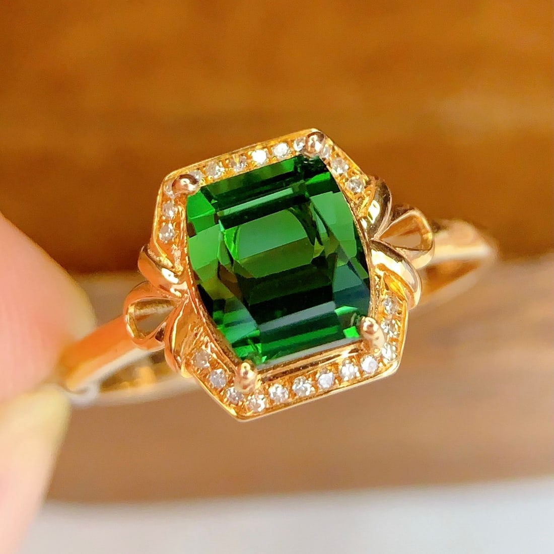 14k Gold 2.68 Ct Natural Tourmaline & Diamond Ring - 4