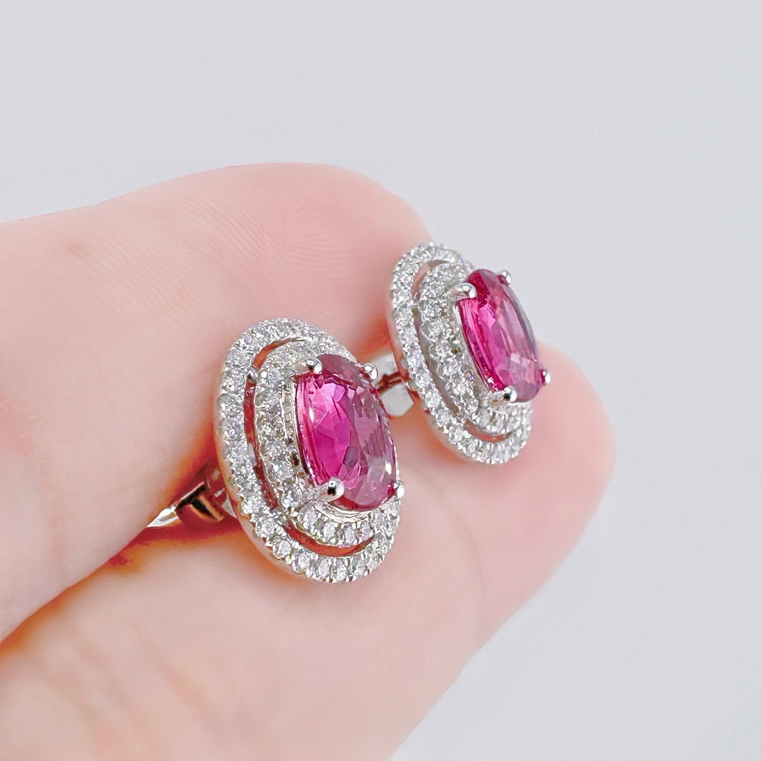 14k Gold 2.67 Ctw Natural Sapphire & Diamond Earrings - 2