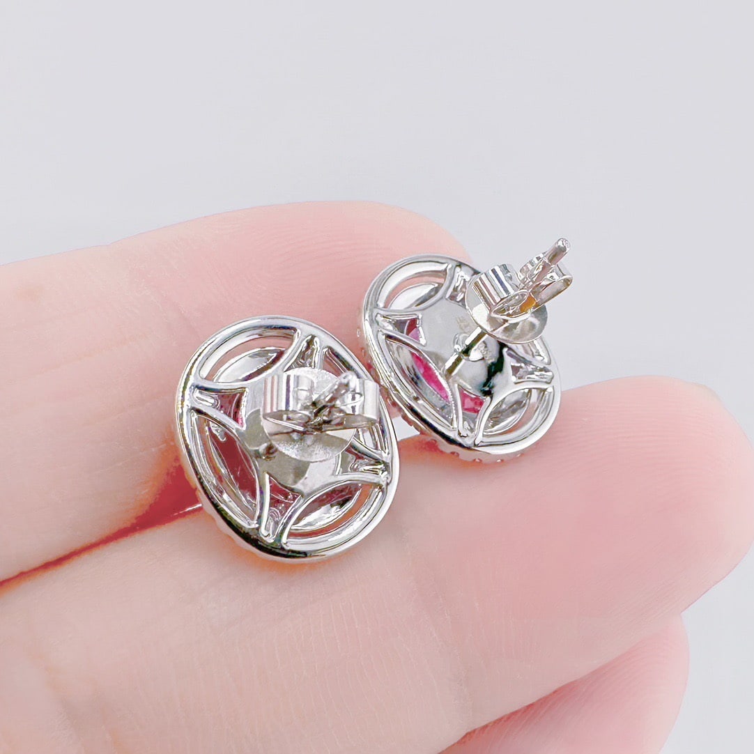 14k Gold 2.67 Ctw Natural Sapphire & Diamond Earrings - 3