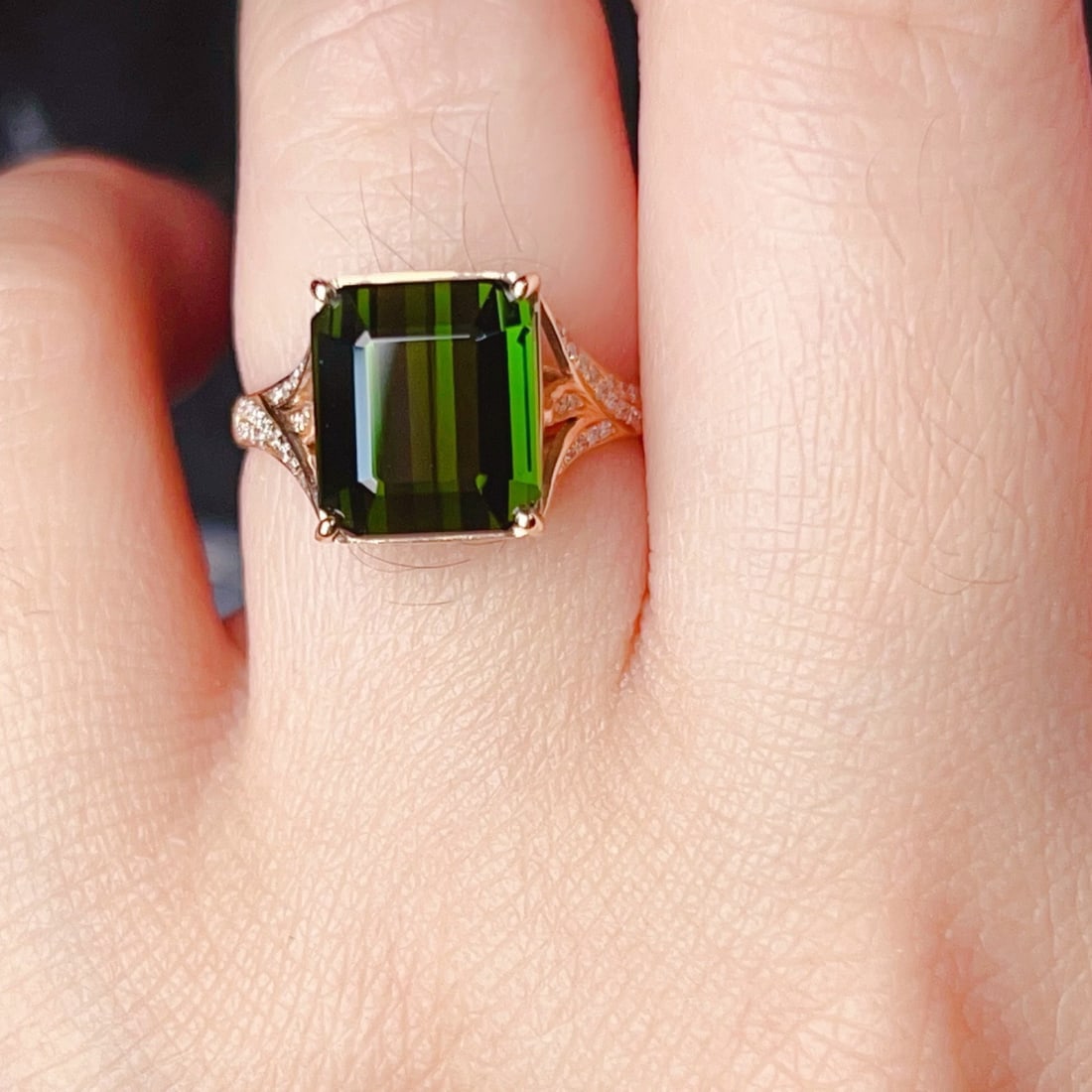 14k Gold 5.61 Ctw Natural Tourmaline & Diamond Ring - 2