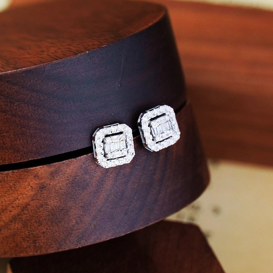 14k Gold 0.5 Ct Natural H Diamond Earrings - 4