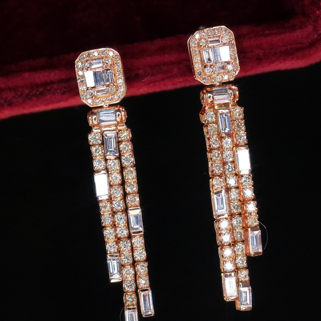 14k Gold 1.46 Ct Natural H Diamond Earrings - 4