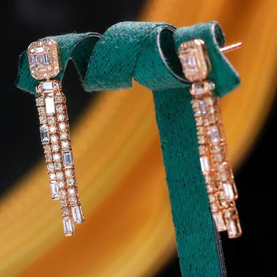 14k Gold 1.46 Ct Natural H Diamond Earrings - 5