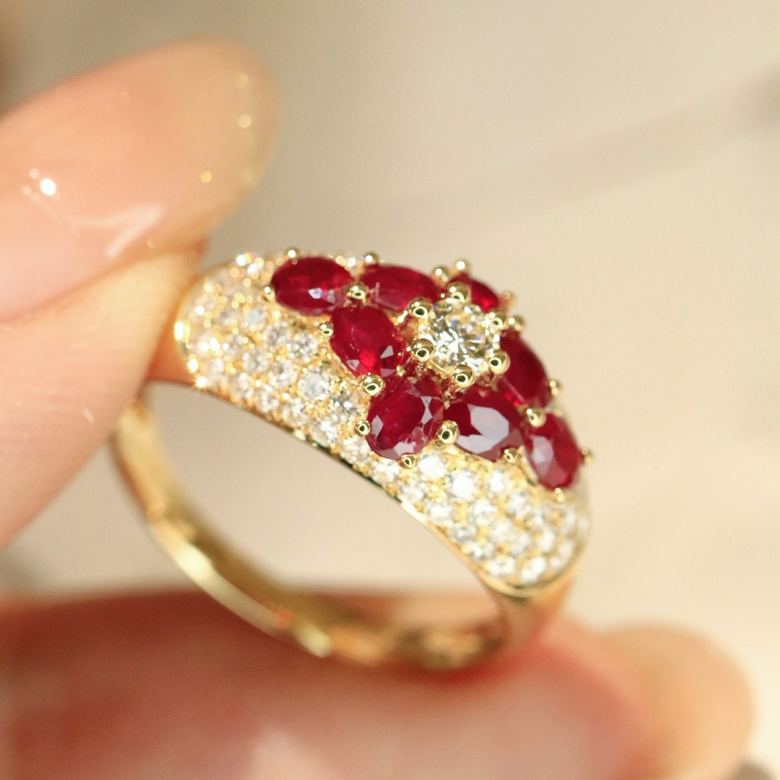 14k Gold 1.57 Ctw Vivid Red Natural Ruby & Diamond Ring - 6