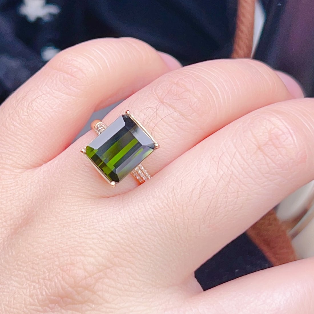 14k Gold 5.94 Ctw Natural Tourmaline & Diamond Ring - 8