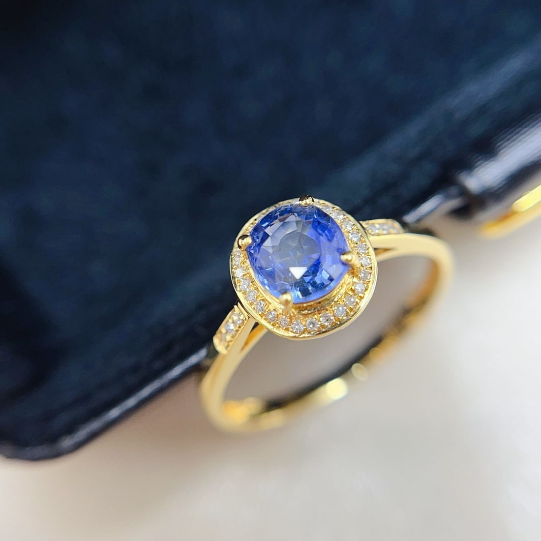 14k Gold 1.00 Ct Natural Sapphire & Diamond Ring - 5