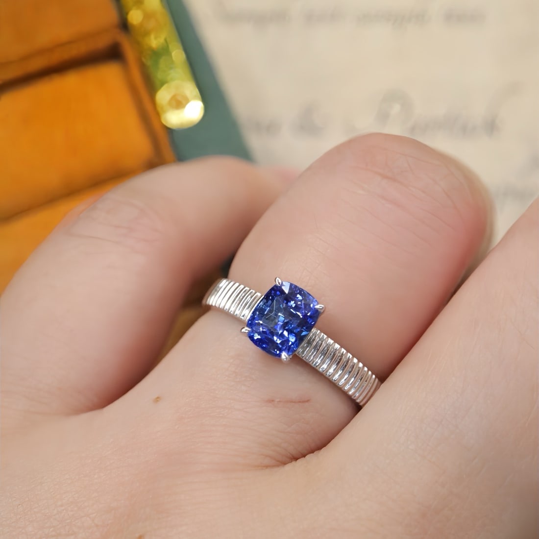 14k Gold 1.54 Ctw Natural Sapphire & Diamond Ring - 5