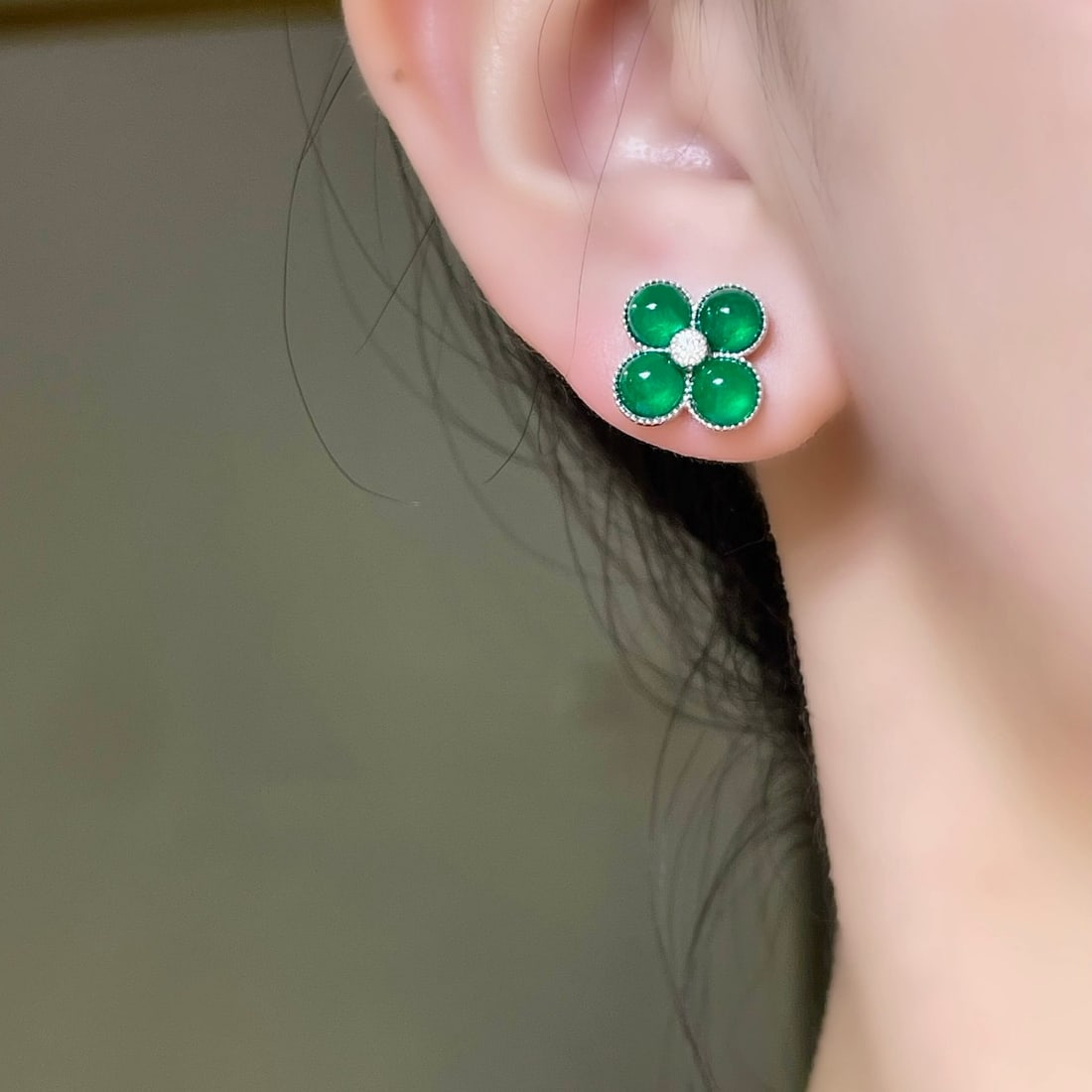 14k Gold 3.37 Ctw Natural Emerald & Diamond Earrings - 5