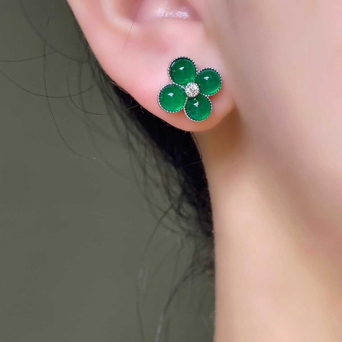 14k Gold 3.37 Ctw Natural Emerald & Diamond Earrings - 6