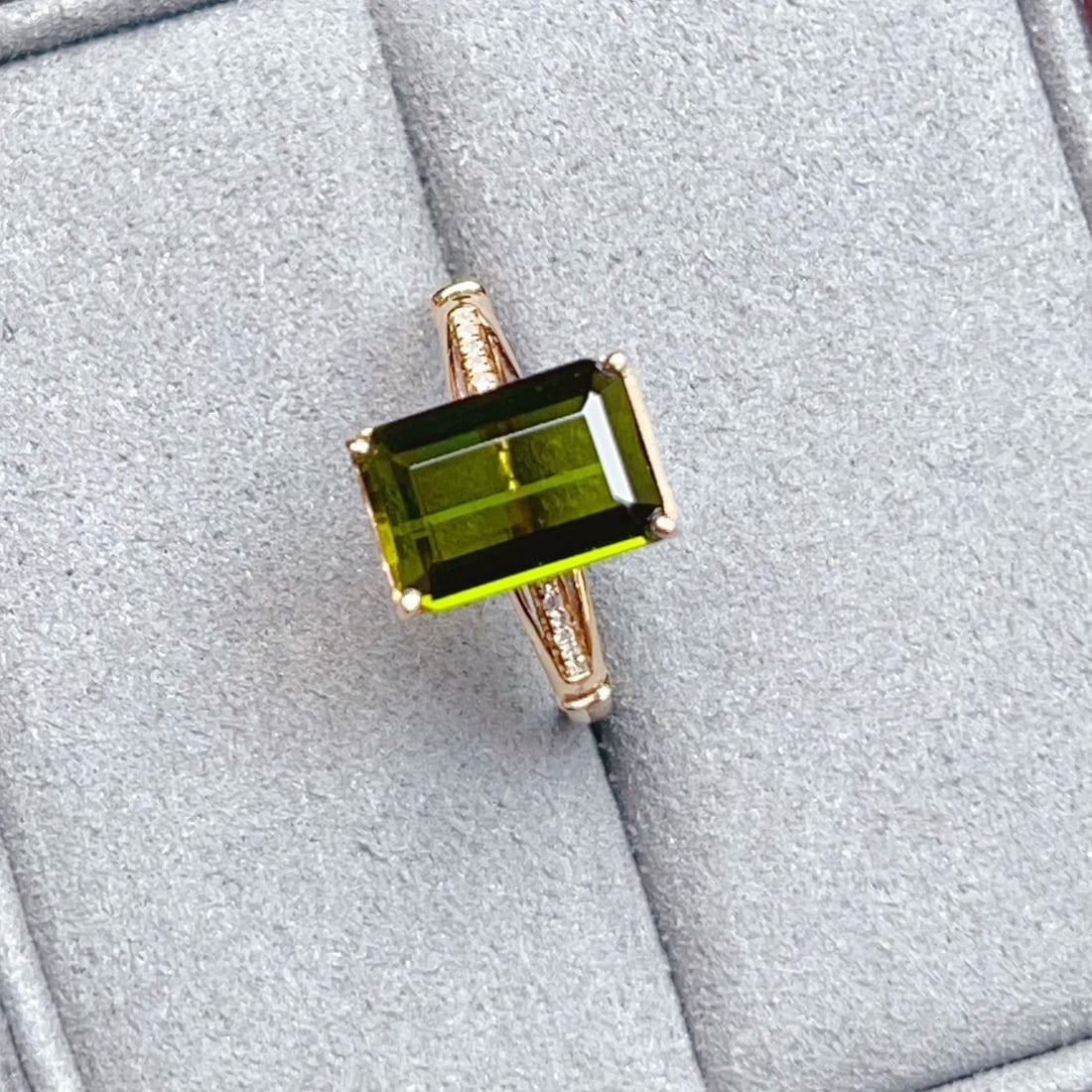 14k Gold 4.28 Ctw Natural Tourmaline & Diamond Ring - 6