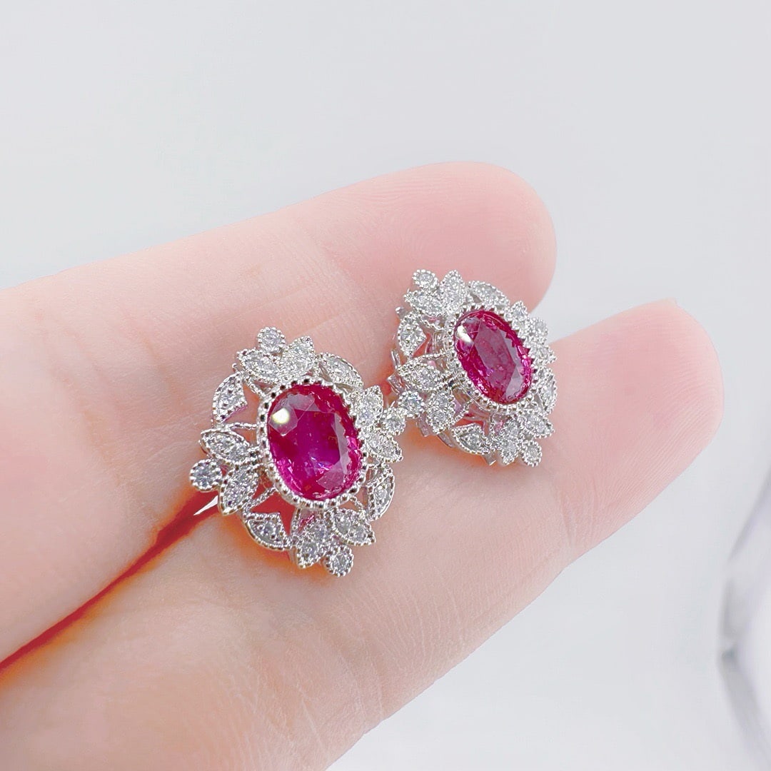 14k Gold 2.13 Ctw Natural Sapphire & Diamond Earrings - 2