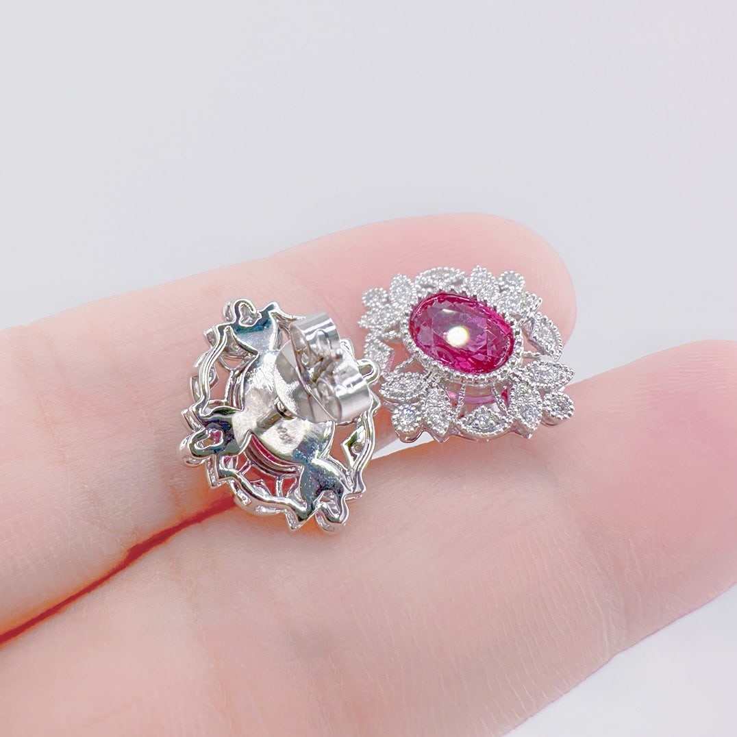 14k Gold 2.13 Ctw Natural Sapphire & Diamond Earrings - 3