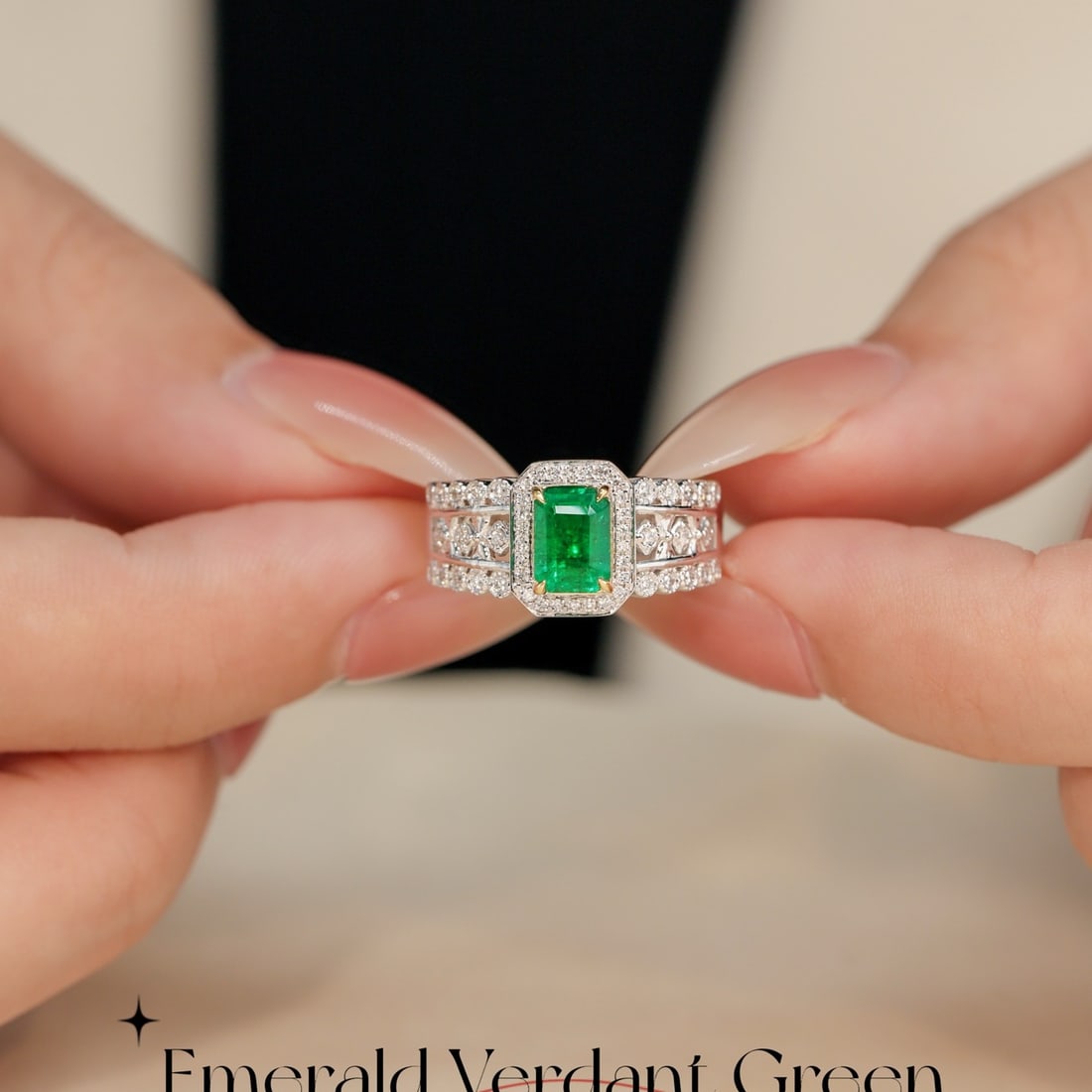 14k Gold 1.28 Ctw Vivid Green Natural Emerald & Diamond Ring - 5