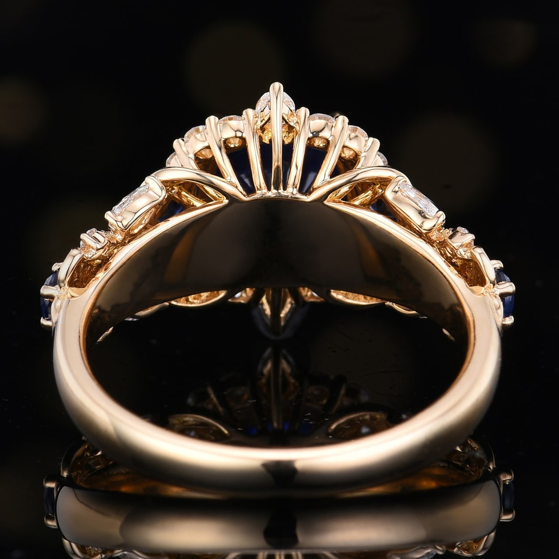 14k Gold 3.02 Ctw Natural Sapphire & Diamond Ring - 4