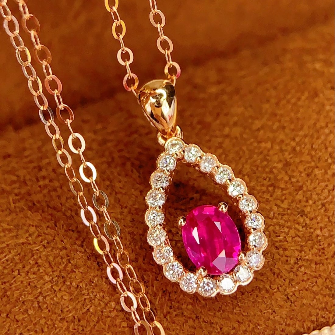 14k Gold 0.5 Ct Natural Ruby & Diamond Pendant( Without Chain ) - 3
