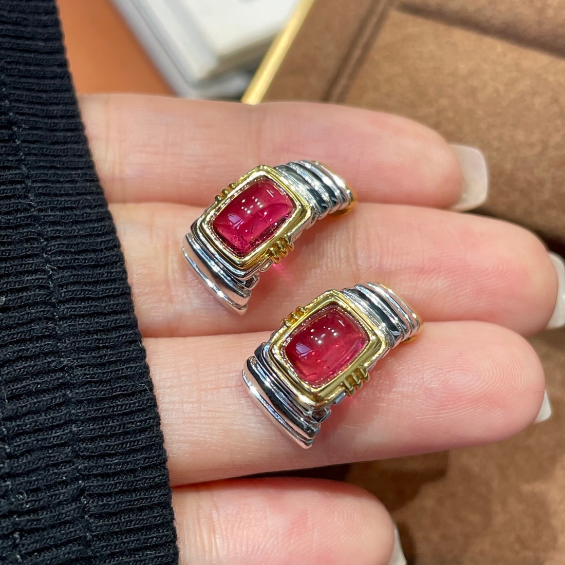 14k Gold 2.4 Ct Natural Tourmaline Earrings - 3