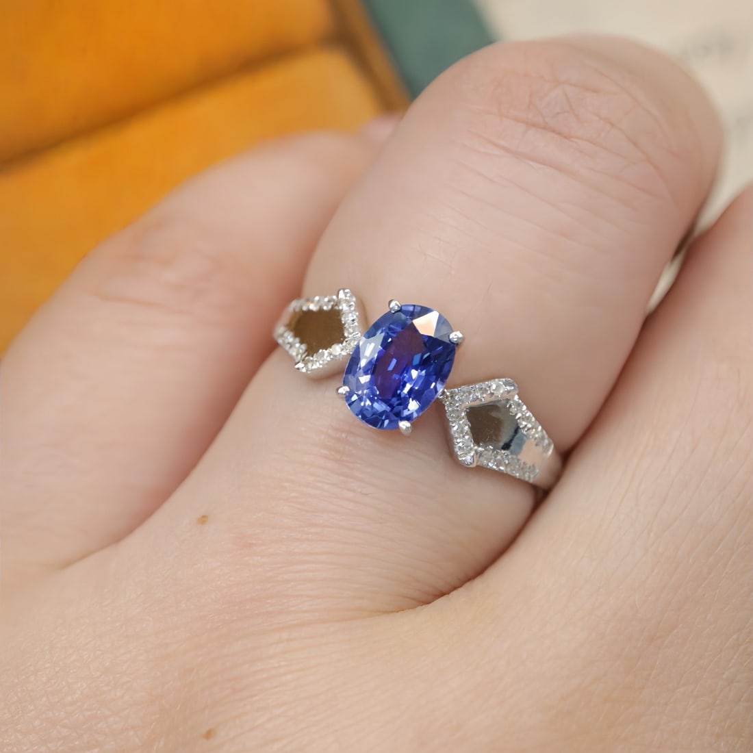 14k Gold 1.25 Ctw Natural Sapphire & Diamond Ring - 6