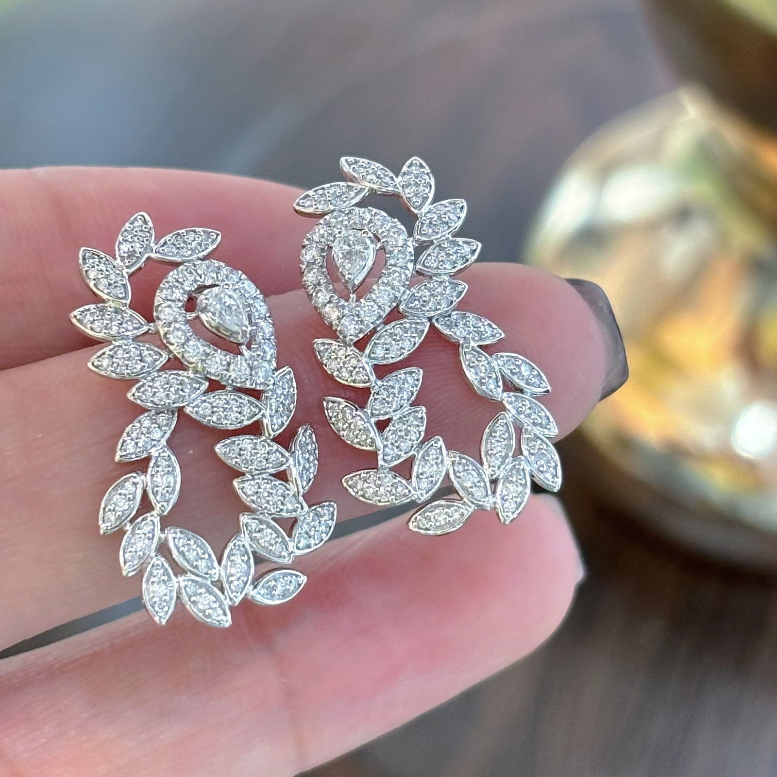 14k Gold 1.5 Ct Natural H Diamond Earrings - 2