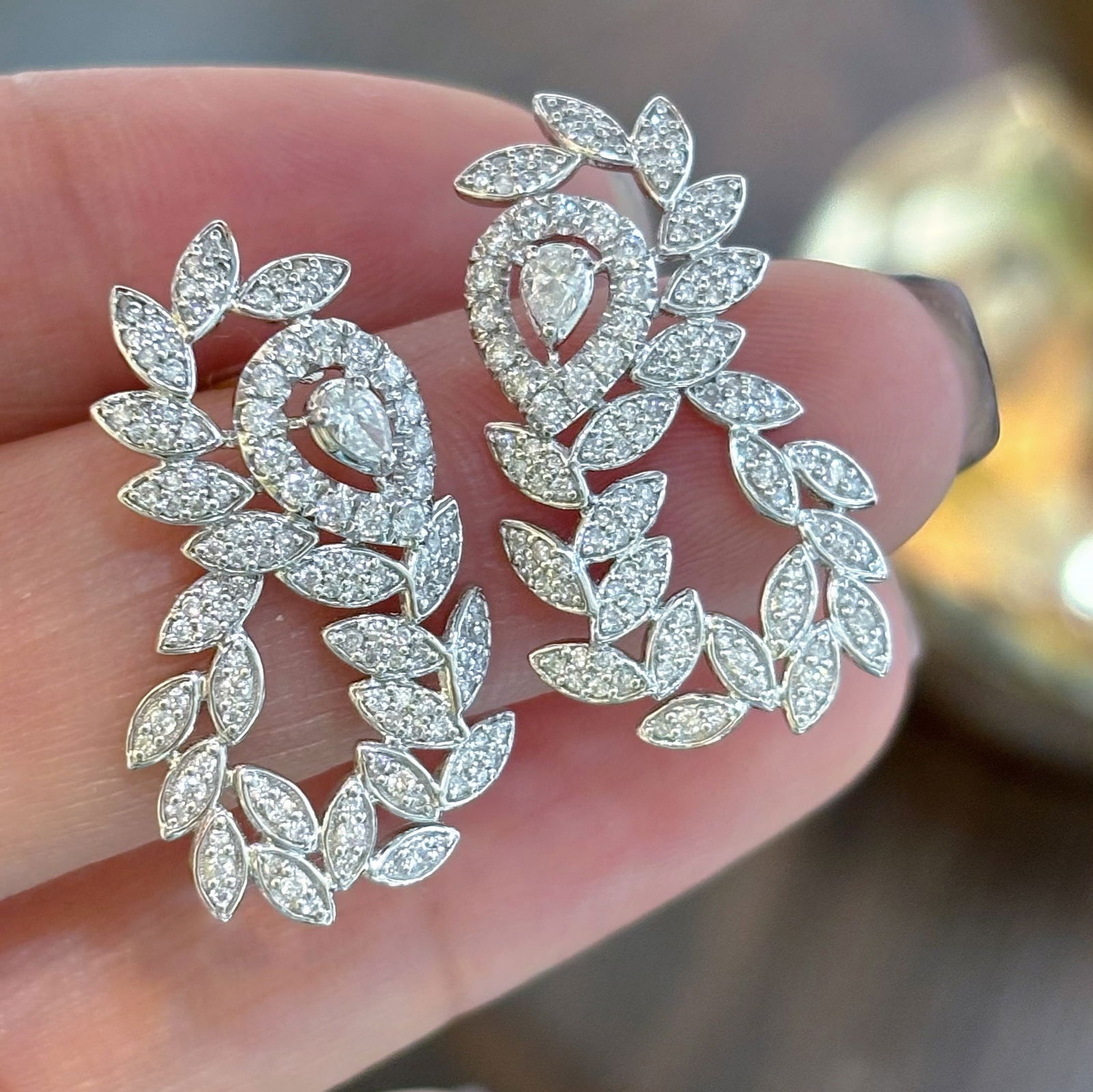 14k Gold 1.5 Ct Natural H Diamond Earrings - 4