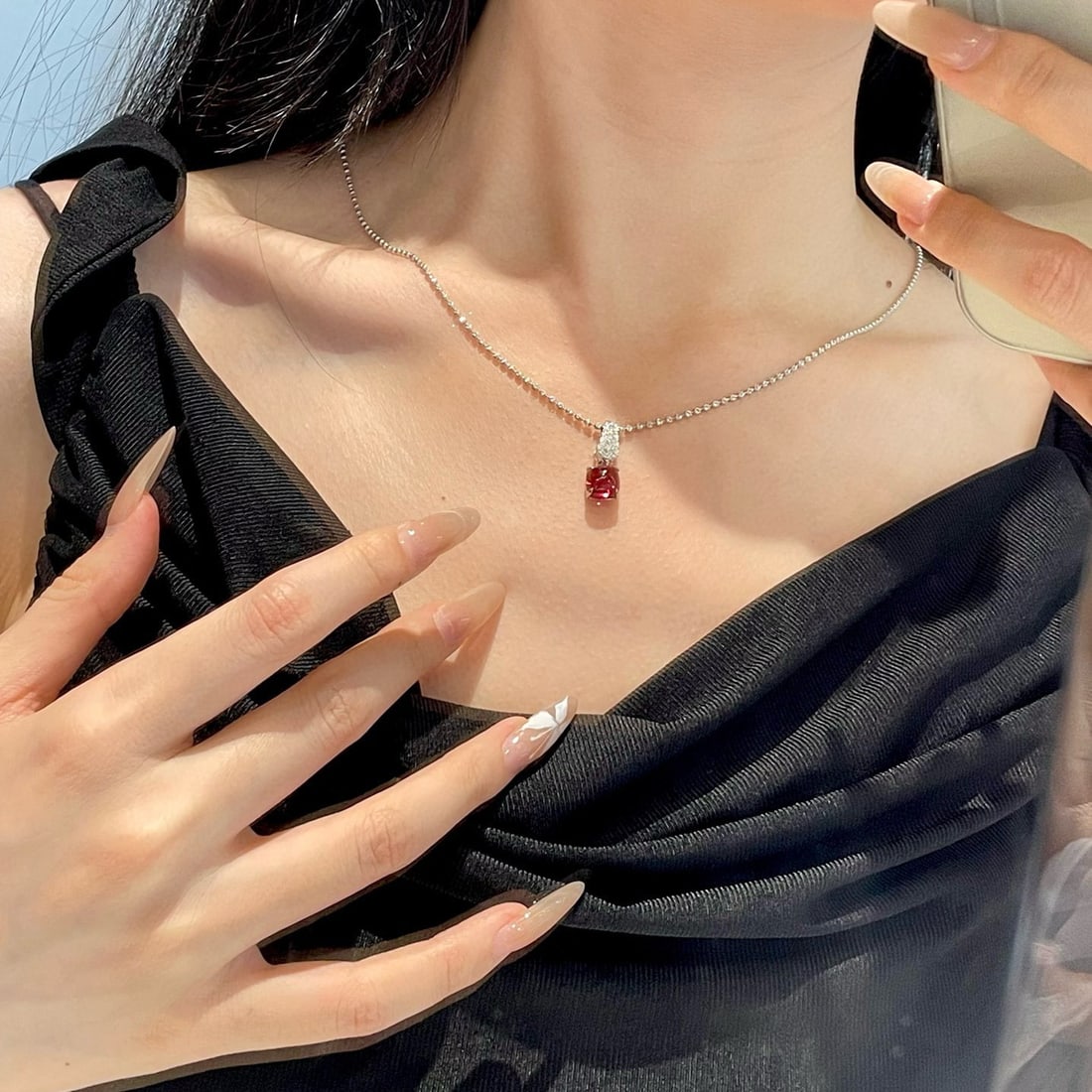 14k Gold 2.3 Ct Natural Tourmaline & Diamond Pendant( Without Chain ) - 2