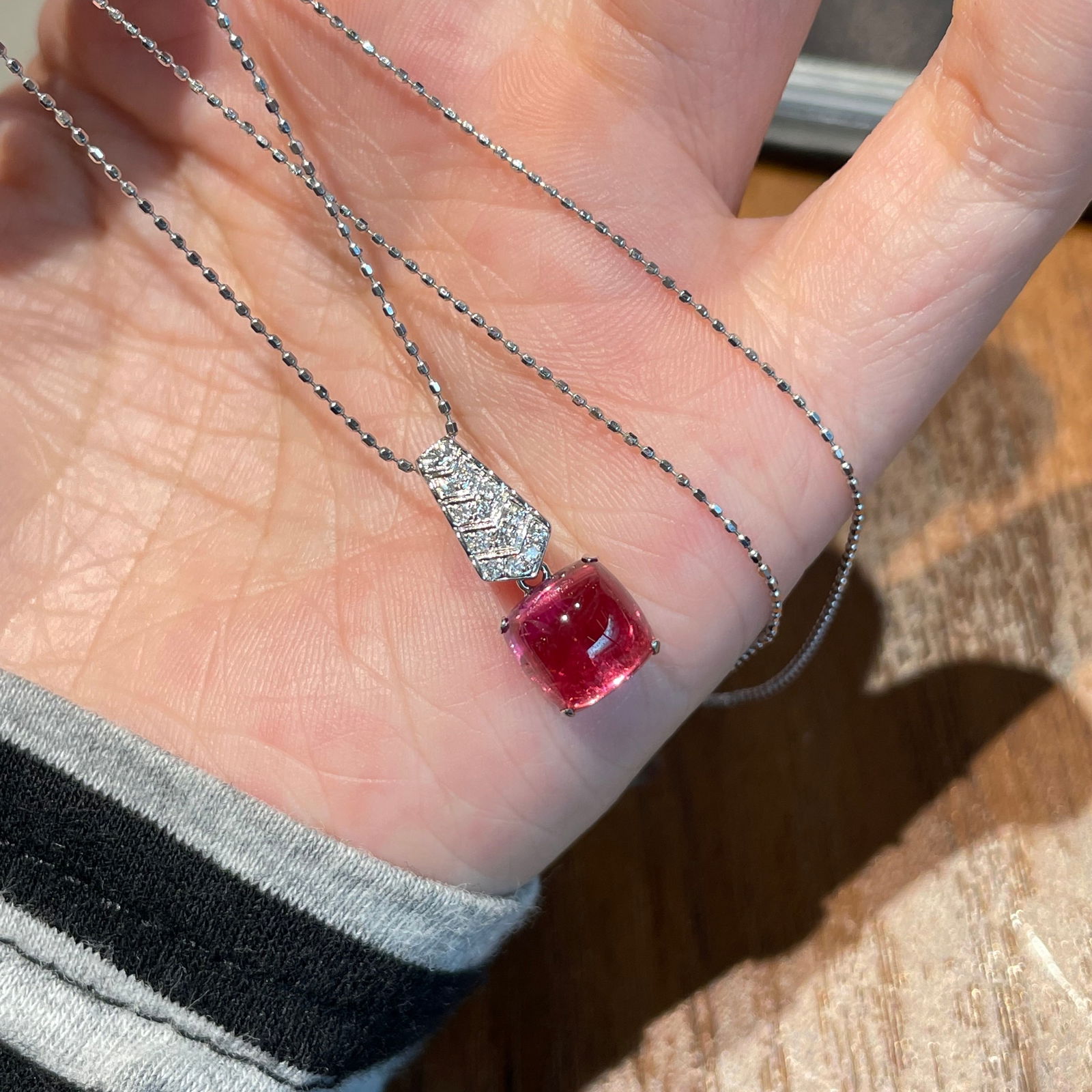 14k Gold 2.3 Ct Natural Tourmaline & Diamond Pendant( Without Chain ) - 6