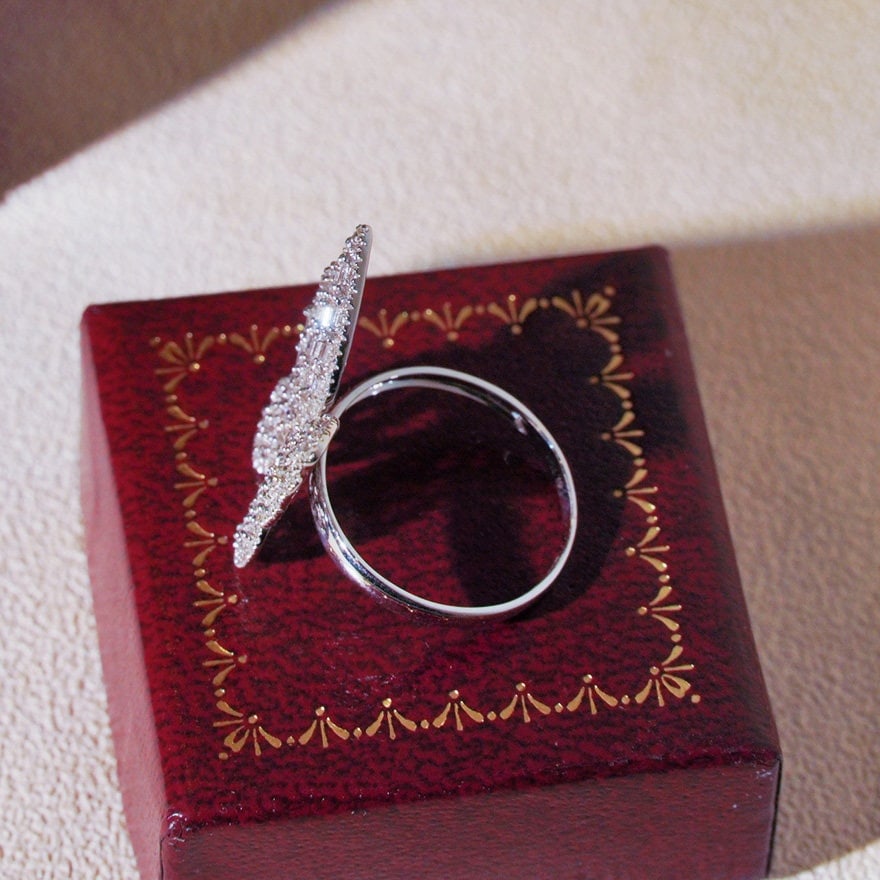 14k Gold 0.75 Ct Natural H Diamond & Butterfly Ring - 3