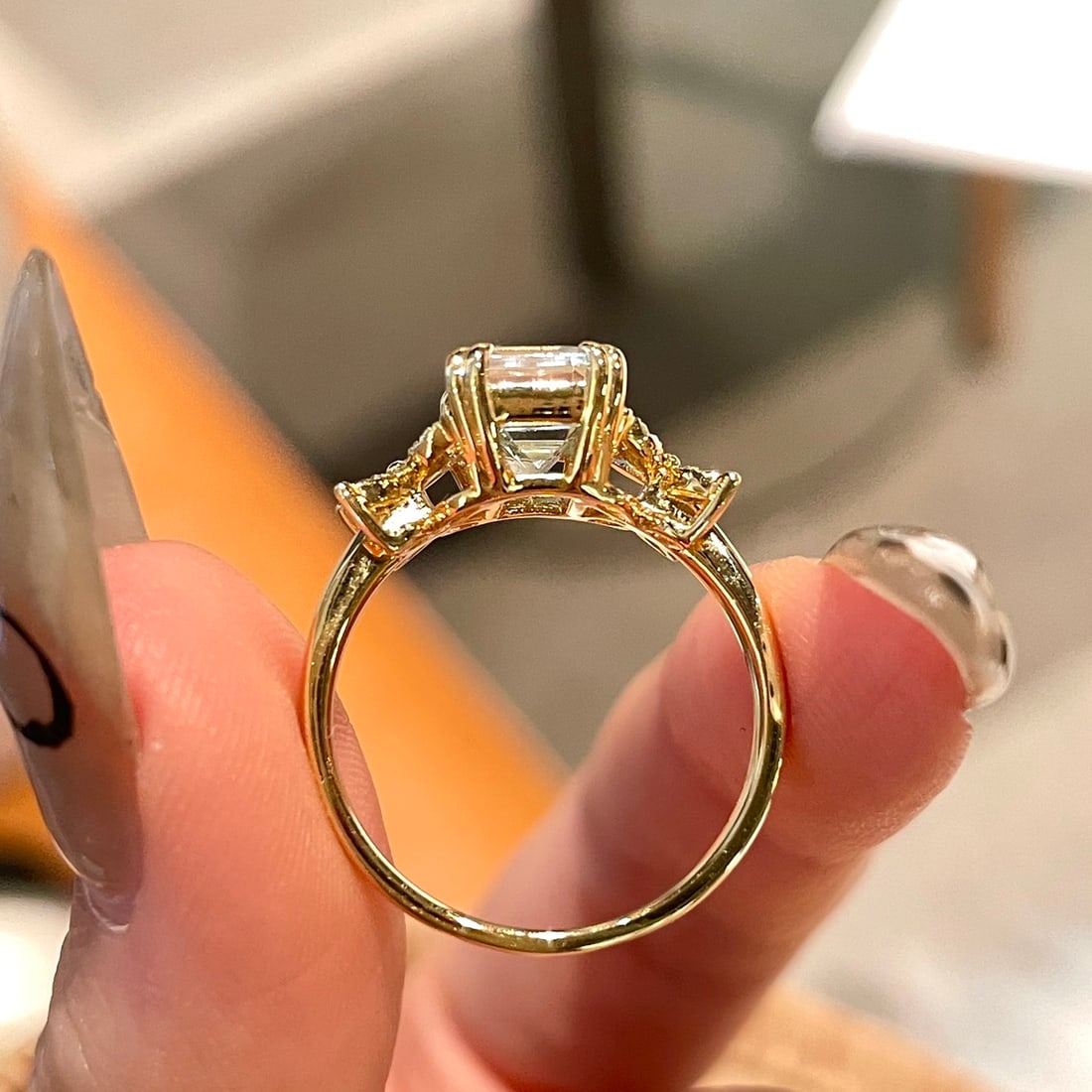 14k Gold 1.5 Ct Natural Aquamarine & Diamond Ring - 4