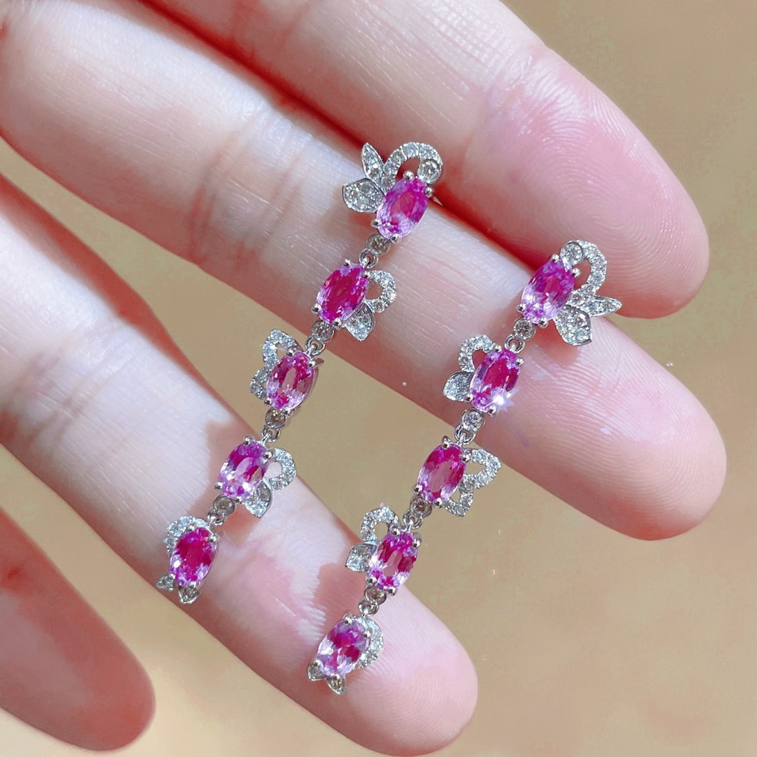 14k Gold 3.81 Ctw Natural Sapphire & Diamond Earrings - 3